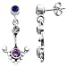 Iolite, Blue Topaz, Amethyst Sterling Silver Long Dangle Earrings
