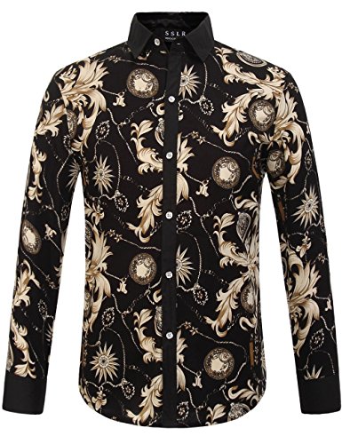 Sslr men s long sleeve vintage button-down shirt (large…