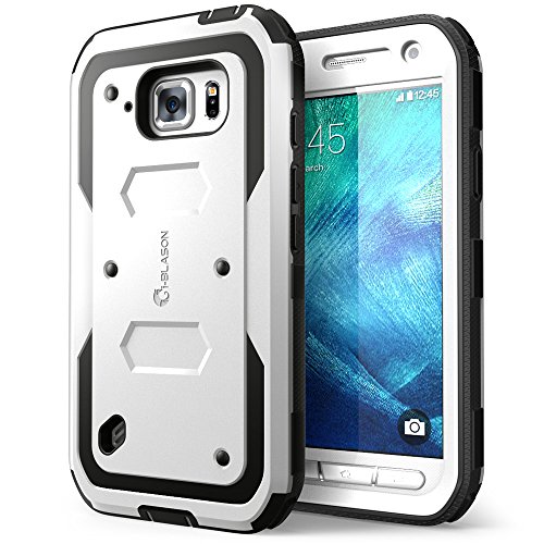 Galaxy S6 Active Case, [Heave Duty] **Slim Protection** i-Blason Armorbox [Dual Layer] Hybrid Full-body Protective Case with Front Cover and Built-in Screen Protector / Impact Resistant Bumpers Cover for Samsung Galaxy S6 Active 2015 Release **Does Not Fit Regular Galaxy S6** (White)