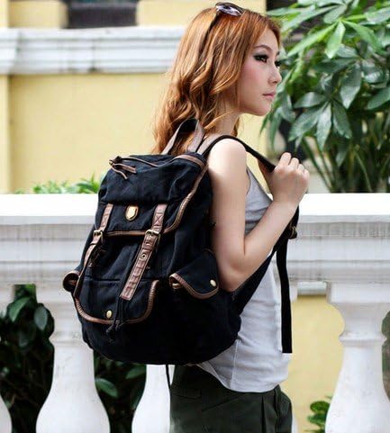 COOLOUT Multi-function Fashion Sport Outdoor Vintage Men Women Unisex Canvas Backpack Moneybag Leather Trim Book Bag Rucksack Shoulder Camera Messenger Bag College University School Camping Laptop Ipad Tablet PC For Iphone HTC Samsung Nokia Mobile ForIpod Mp3 Mp4 Book ebook Bookbag Leather Hiking Trekking Travel Tote Bag Satchel Daypack for Teens Girls Boys Students Carry Transport Pack Cover Casing Pouch Scoolbag Infantry Pack