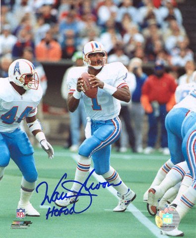 Warren Moon Houston Oilers Autographed 8x10 Photograph with HOF Inscription