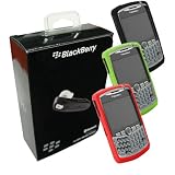 Combo of Brand New Blackberry HS-655+ Bluetooth Wireless Headset and Red, Green, Black Silicone Skin Cover Cases for Blackberry Curve 8300 8330 8320 8310