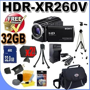 Buy Sony HDRXR260V High-Definition Handycam 8.9 MP Camcorder with 30x Optical Zoom and 160 GB Hard Disk Memory Accessory Saver 32GB FV70 (X2) Replacement Battery/Rapid Charger Bundle with best Review