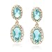 Yellow Gold Overlay Sterling Silver Simulated Aqua & Cubic Zirconia Double Oval Earrings by Cheline