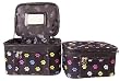 Cosmetic Case Two Piece Set - Black with Multi-Colored Paw Prints - Large or Medium