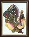Ganesha on Lotus Flower Art Craft Handicraft Painting