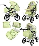 Tako Natalia in green - foldable 2 in 1 pram & pushchair /comes with raincover, footmuff, baby bag, carrycot