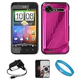 Pink Metallic Cosmo Wave Design Protective Snap-On Case Cover for HTC Droid ....