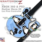 Penguins on Blue WraptorSkinz Skin fits XBOX 360 & PS3 Guitar Hero III Les  ....