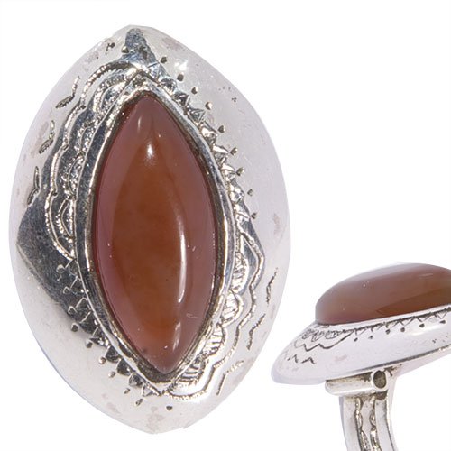  Laoula - Bague argent et agate verte, bijoux ethnique.