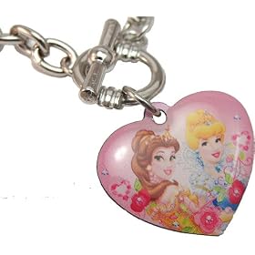 Licensed Disney Princesses Heart Charm Toggle Bracelet