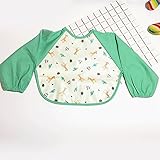 （ミス　ユー）Miss You　 食事用エプロン　子供　食事用 お絵かき用 長袖 ベビー エプロン　撥水加工 (グリーン)