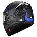 TRIANGLE Full Face Dual Visor Matte Black Street Bike Motorcycle Helmet (Large, Matte Blue)