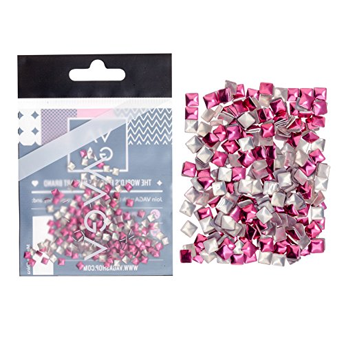 Great Value Set of 300 Hot Pink 3mm Square Metal Studs 3D Nail Art Decorations By VAGA