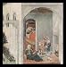 Gentile da Fabriano (Quaratesi-polyptych, five Predellatafeln with scenes from the life of St. Nicholas of Bari (miracle representations), scene of birth, and may be made on 3 Day in the hot tub is) Gold Wood-Mounted Art Poster Print - 13" X 19"