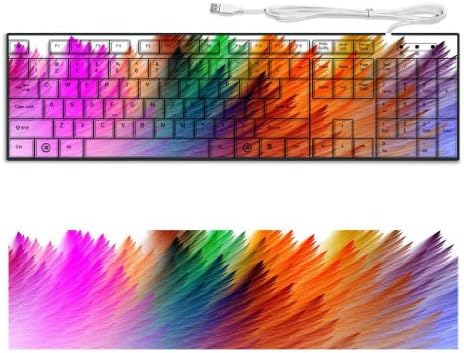 Colorful Feathers Abstract Brush Pattern Keyboard Customized Made to Order Support Ready 16 7/8 inch (430mm) x 4 7/8 inch (125mm) x 15/16 inch (25mm) High Quality Liil Key board Boards desktop laptop Key_board comfortable computer accessories cute gaming gear
