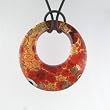 Handmade Millefiori Murano Glass Pendant - Viola Red/Gold Style3