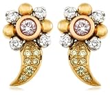 18k Tri-Color Gold Pink, White, and Yellow Diamond Floral Earrings (1/2 cttw)