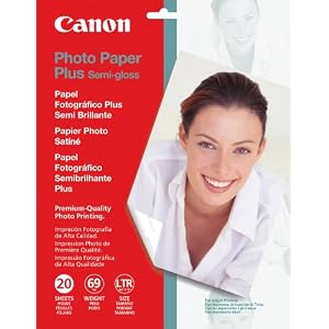 Canon Photo Paper Plus Semi-Gloss, 8.5 x 11 Inches, 20 Sheets (1686B020)
