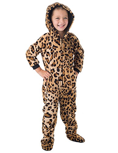 Footed Pajamas - Cheetah Spots Toddler Hoodie Chenille