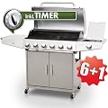 6+1 EDELSTAHL BBQ GASGRILL mit Temperaturanzeige + Timer