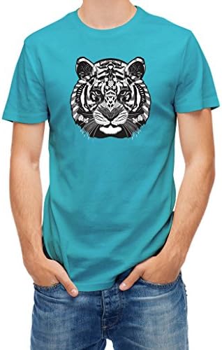 Tshirt Tiger head psychedelic pattern Blue Atoll L