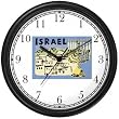 Israel Poster - Jerusalem & Menorrah Judaica Jewish Theme Wall Clock by WatchBuddy Timepieces (Hunter Green Frame)