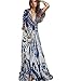 Women's V Neck Bohemian 3/4 Sleeve Wrap Maxi Dress