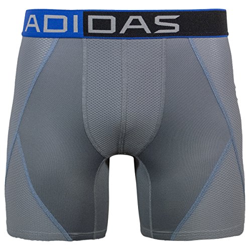 adidas Men's Climacool Mesh Boxer Brief Underwear, Tech Grey/Bold Blue, Medium