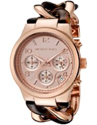 Womens Chronograph Rose-Tone & Tortoise Resin Bracelet Rose-Tone Dial