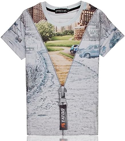 Longyang Women's 5D Print Landscapes Snow O Neck Short Sleeve T-shirt White L