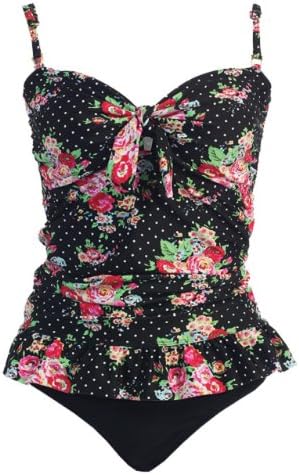 Two Piece Tankini Swim Set,XX-Large,Rose Black