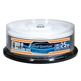 Optical Quantum 4X 25GB BD-R Blu-ray Blank Disc White Inkjet Hub Printable, 25 pcs
