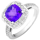 14k White Gold 1/2ct Diamond and Amethyst Ring