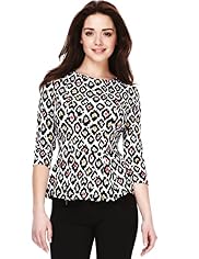 Petite Animal Print Peplum Top