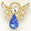 Pack of 8 Gold Plated September Birthstone Angel Pins with Pave Wings