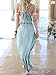 Choies Women's Blue Cut Away Open Waist Split Holiday Beach Maxi Sundress