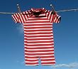 Little Red Fish UV Sunsuit Red/White Stripe 1-2yrs. Made in New Zealand