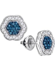 10KT White Gold 0.50 CTW-Diamond Micro-Pave Earring