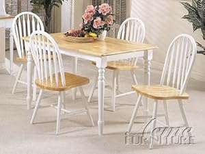 5-pc Farmhouse Design Dining Table Set In Natural / White Finish Acs 70007