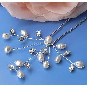 Fresh Water Pearl Silver Bridal Hair Pins (Pack of 2) Fresh Water Pearl Silver Bridal Hair Pins (Pack of 2)