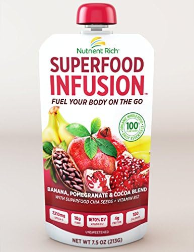 Healthy Snacks - Nutrient Rich Superfood Infusion Organic Fruit Pouches - Vegan And Paleo Friendly Fruit Smoothie Squeeze Pouch - 7.5 oz each (Variety Pack (All Flavors), 12 Pack)