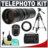Kenko 420-800mm Telephoto Zoom Lens with 2x Teleconverter (=420-1600mm) + Tripod + Case + Accessory Kit for Olympus Evolt E-30, E-410, E-420, E-450, E-510, E-520, E-600, E-620, E-1, E-3 Digital SLR Cameras