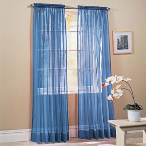 2 Piece Solid Sky Blue Sheer Window Curtains/drape/panels/treatment 58