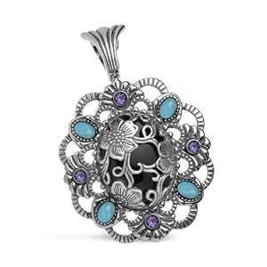 Carolyn Pollack Sterling Silver Tempting Teals Black Agate Enhancer by