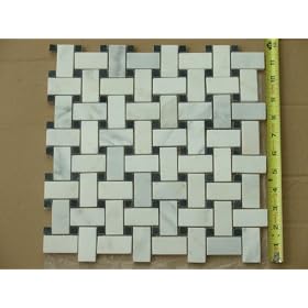 Carrara Basketweave Mosaic Tile, Polished