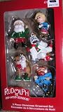 Rudolph the Red Nosed Reindeer Set of 5 Mini Christmas Ornaments - Skating Bumble Santa Hermey and Yukon
