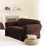 Soft Suede Sofa Slipcover - Chocolate Brown