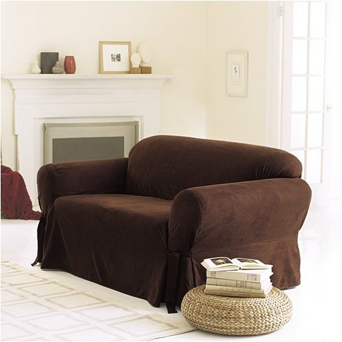 Soft Suede Sofa Slipcover - Chocolate Brown