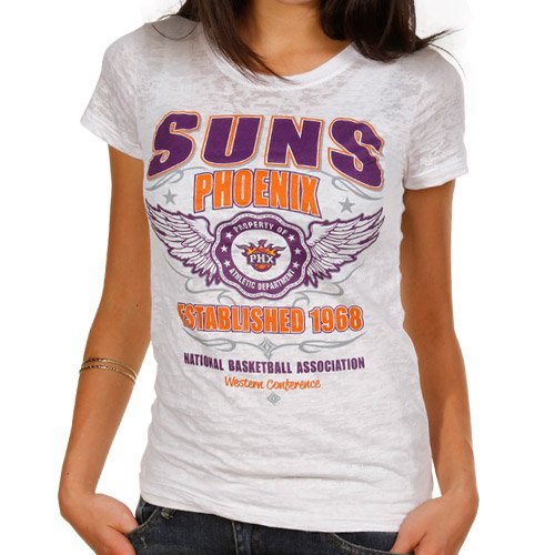Phoenix Suns Ladies Established Tradition Burnout T-Shirt - White (Medium)